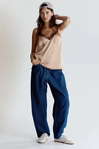 Lace-Trimmed Satin Camisole Top