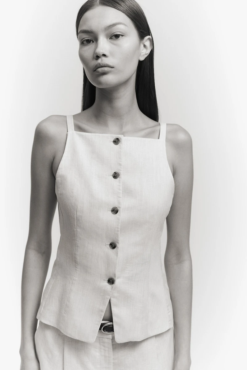 Linen-Blend Vest