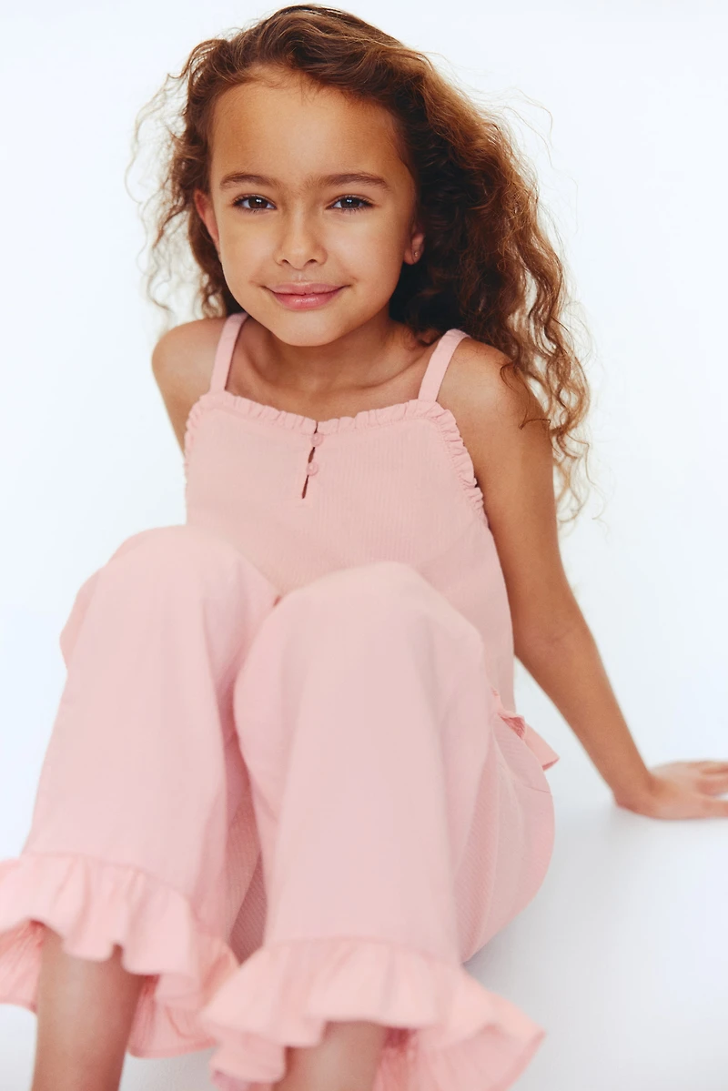 2-Piece Ruffle-Trimmed Seersucker Set