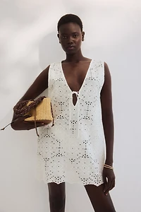 Cotton Beach Dress with Eyelet Embroidery