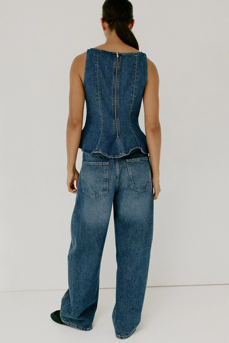 Haut péplum en denim