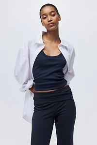 Foldover-Waist Cotton Pants