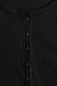 Ribbed Button-Front Top