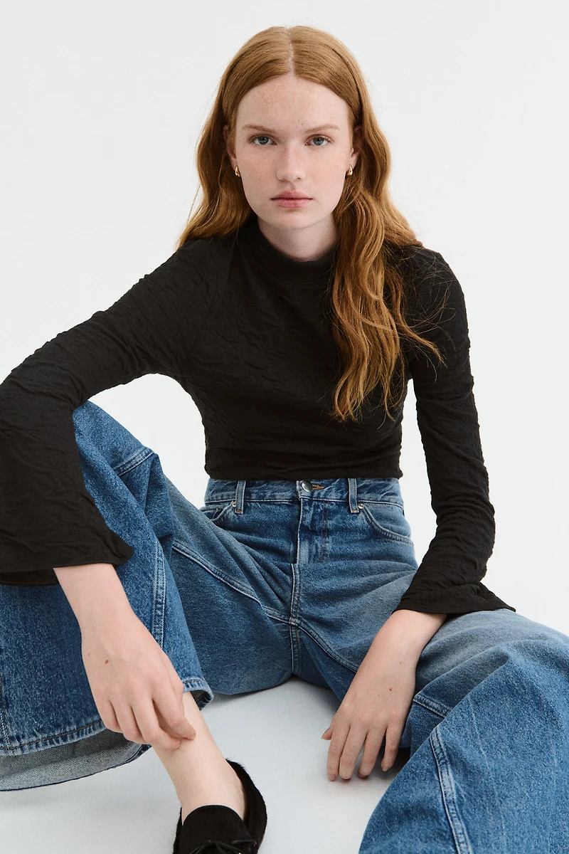 Cutout Jacquard Jersey Top