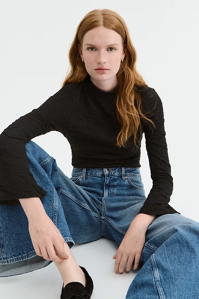 Cutout Jacquard Jersey Top