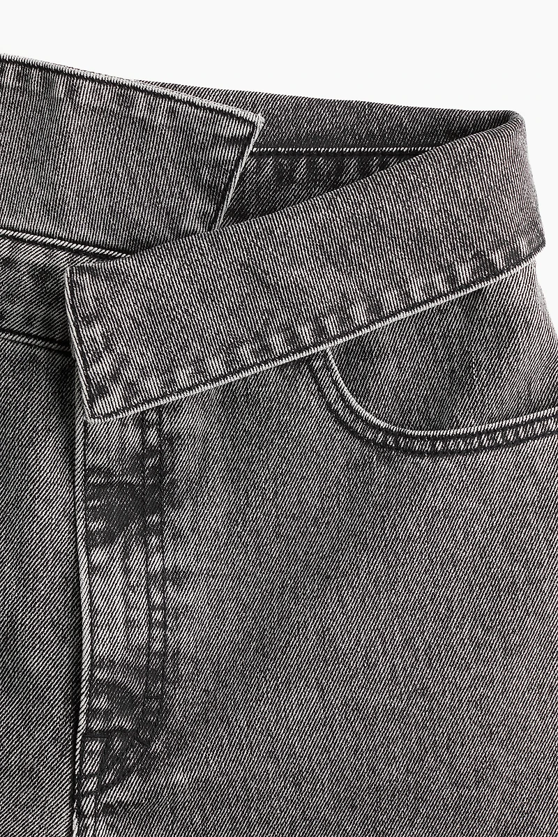 Wide-Leg Paper-Bag Jeans