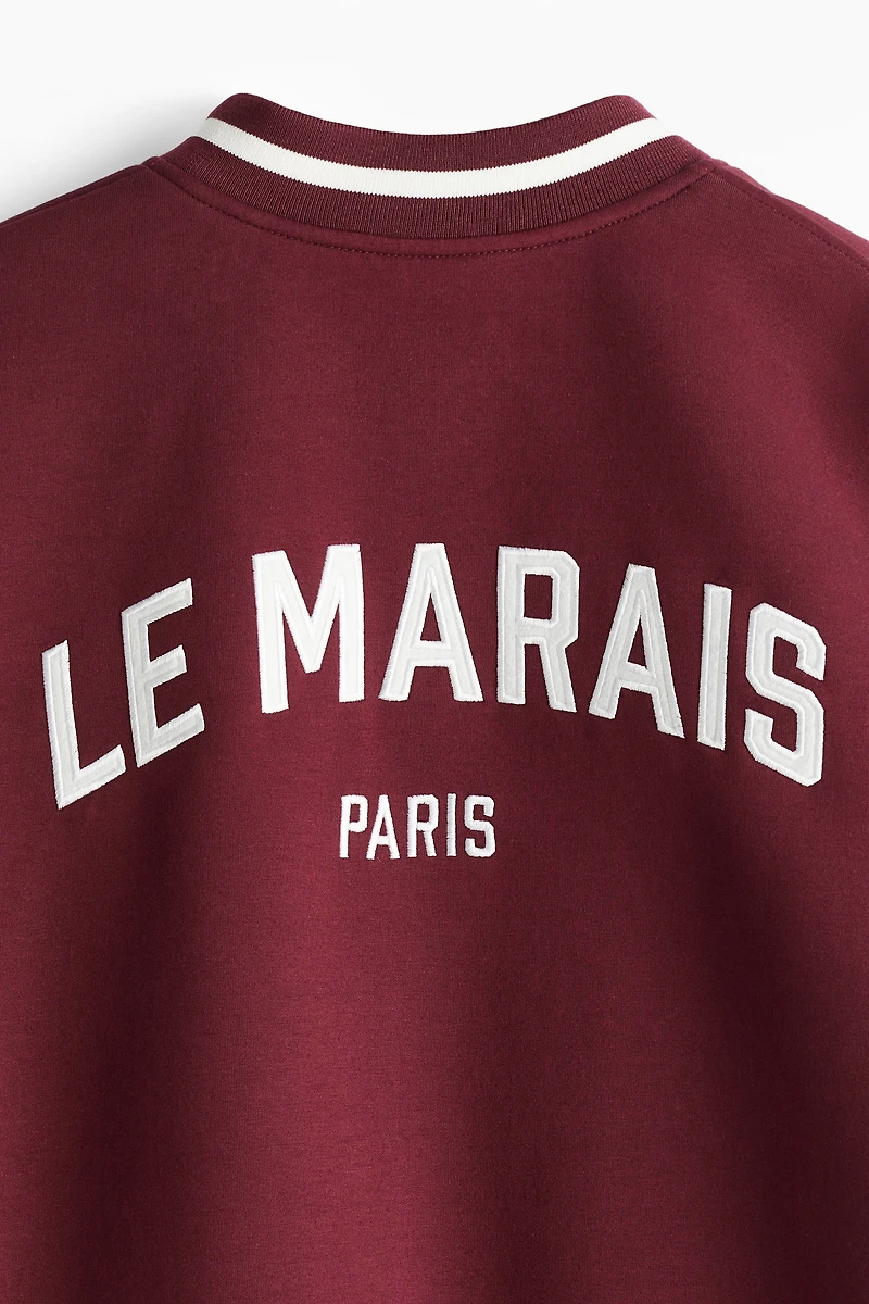 Motif-Detail Baseball Jacket