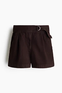 Belted Denim Shorts