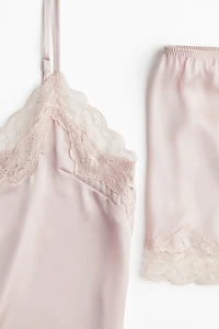 Lace-trimmed Satin Pajamas