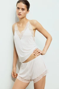Pyjama en viscose mélangée avec dentelle