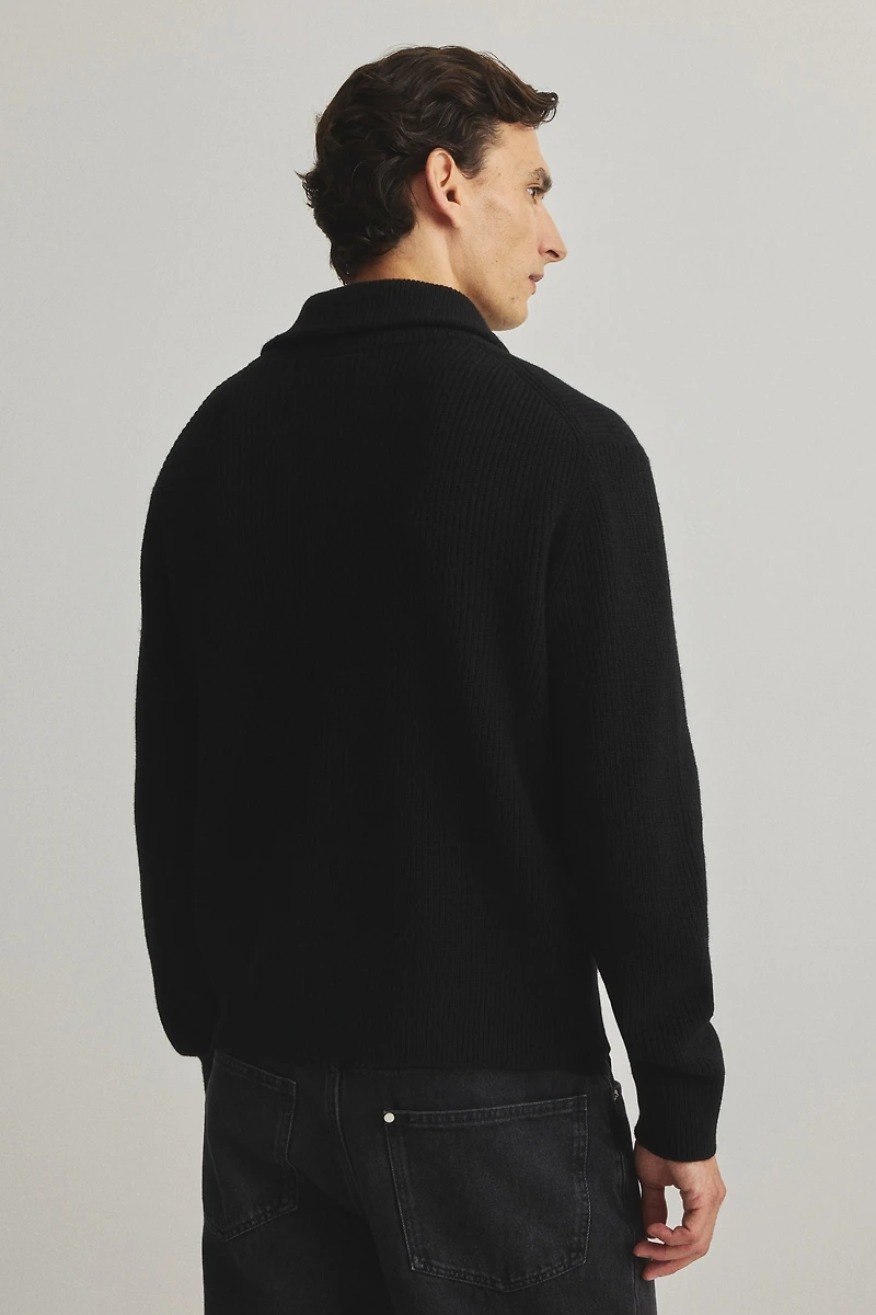 Regular-Fit Half-Zip Wool Polo Sweater