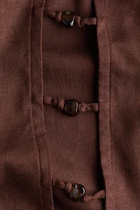 Bead-Detail Linen-Blend Pants