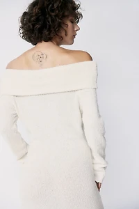 Bouclé-Knit Off-the-Shoulder Dress