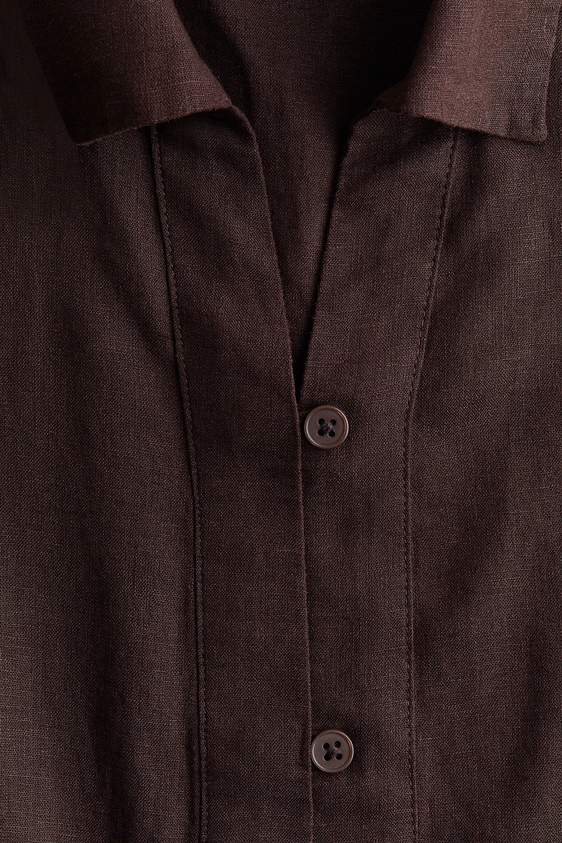 Sleeveless Linen-Blend Shirt