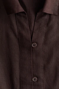 Sleeveless Linen-Blend Shirt