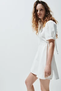 Flared-Skirt Denim Dress