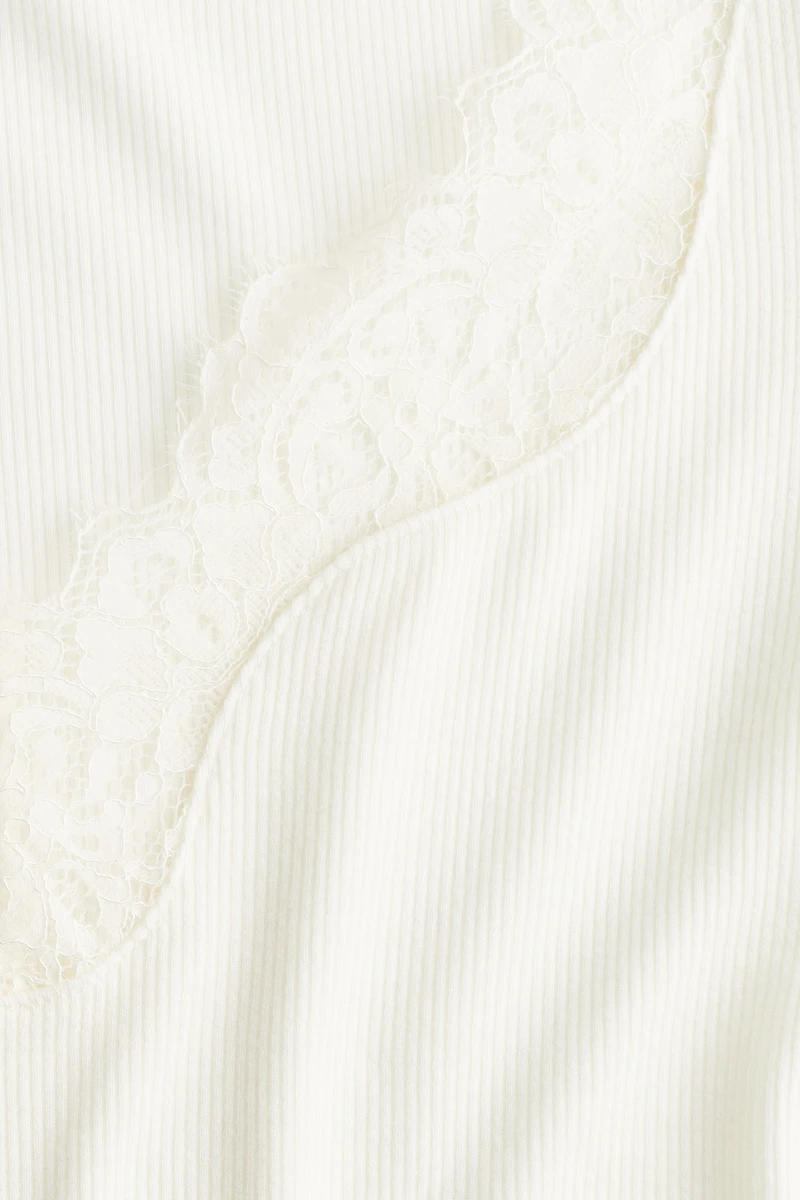 Lace-Trimmed Ribbed Top