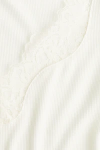 Lace-Trimmed Ribbed Top