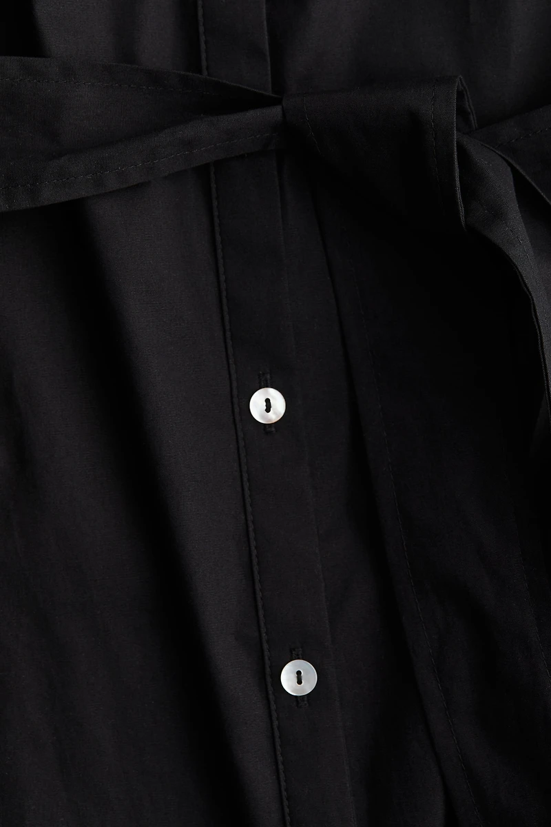 Puff-Sleeved Poplin Dress