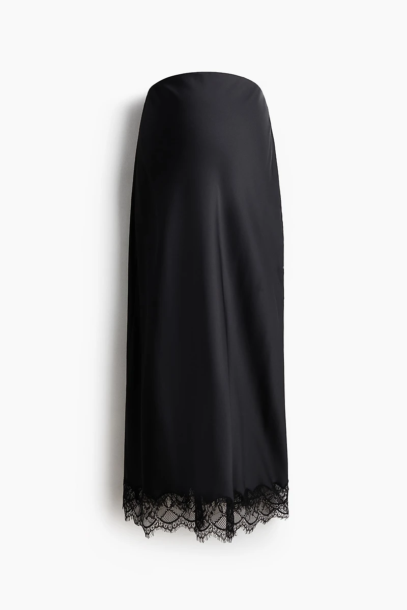 MAMA Lace-Trimmed Satin Skirt