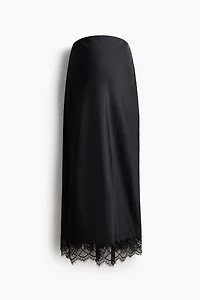 MAMA Lace-Trimmed Satin Skirt