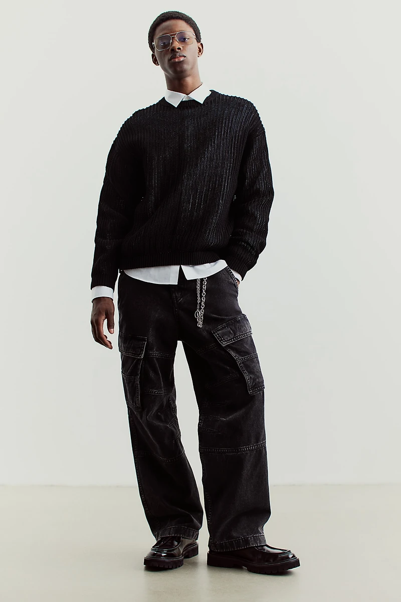 Loose-Fit Hole-Knit Sweater