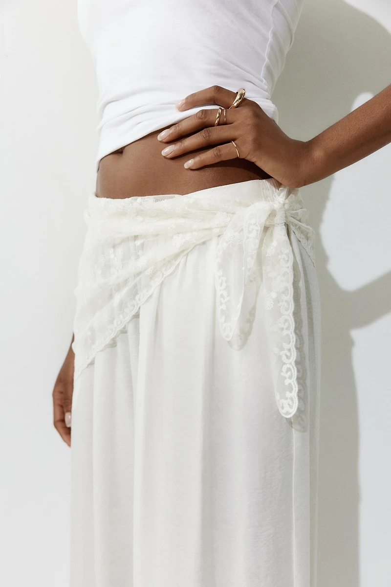 Embroidered Mesh Hip Scarf