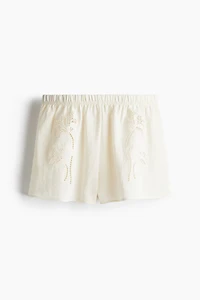 Shorts with Eyelet Embroidery