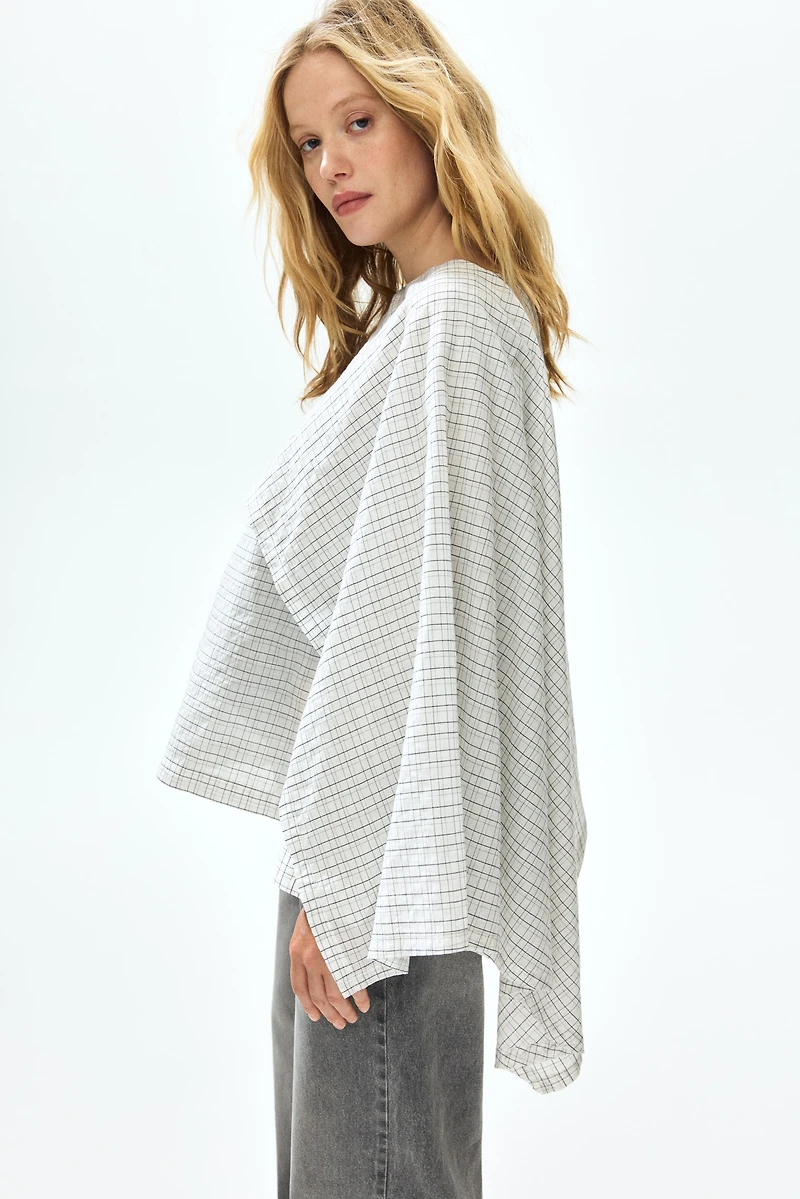 MAMA Cape-Detail Seersucker Blouse