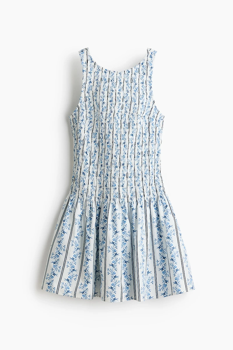 Robe smockée en coton