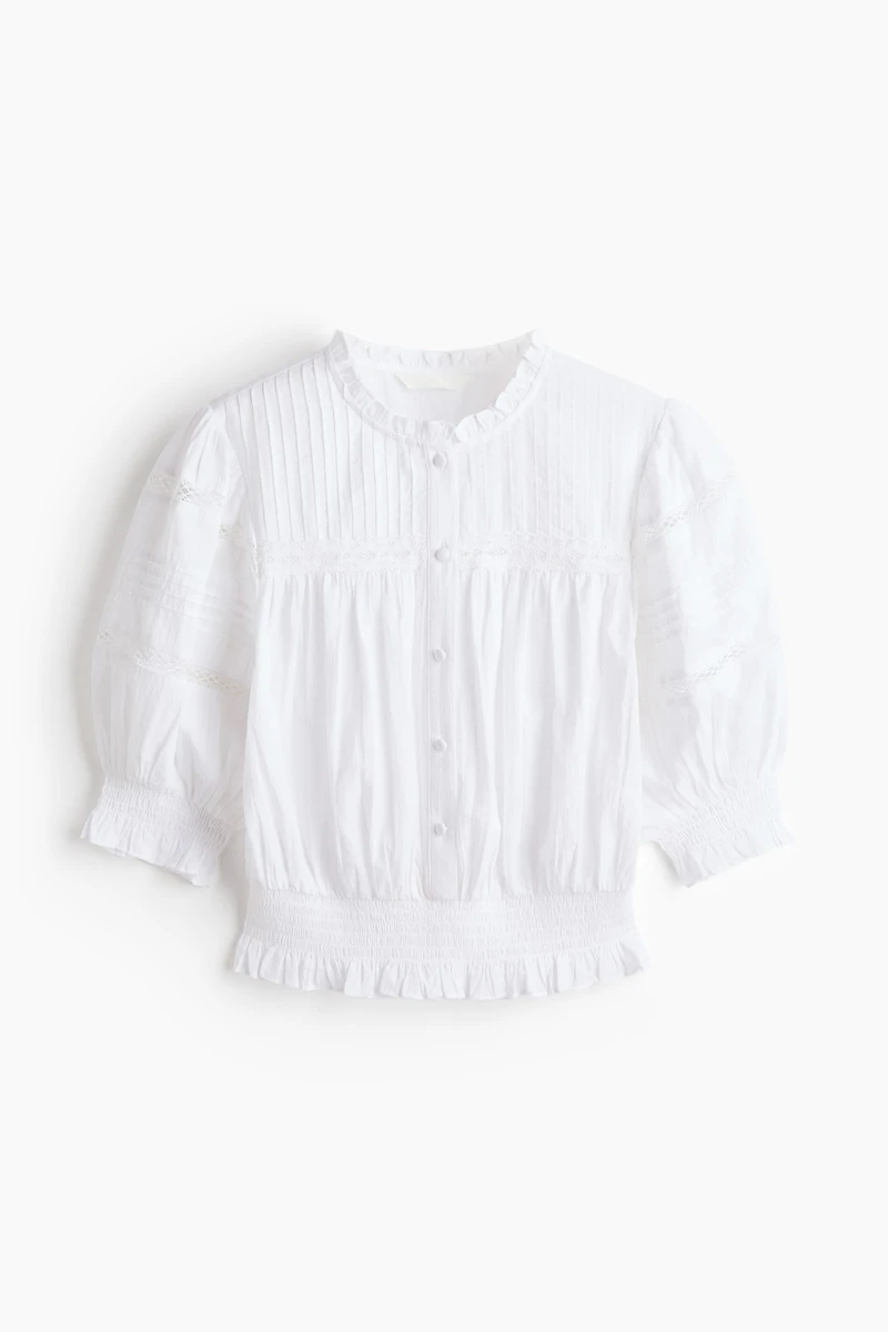 Pintucked Cotton Blouse