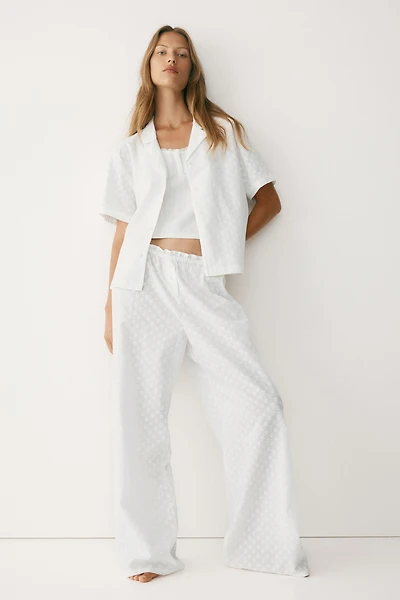 Pantalon de pyjama brodé en coton