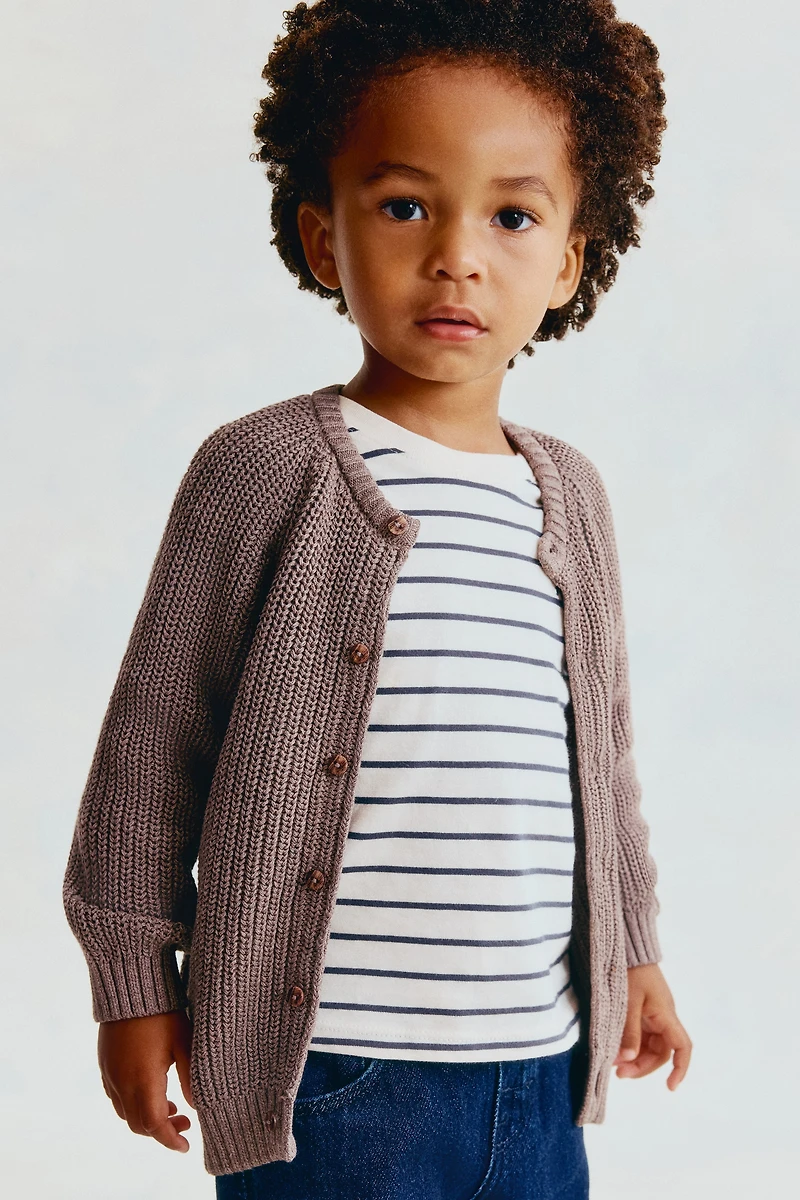 Patent-Knit Cotton Cardigan