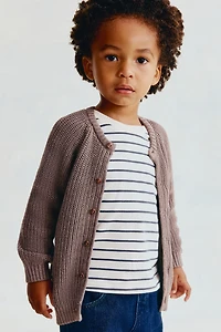 Patent-Knit Cotton Cardigan