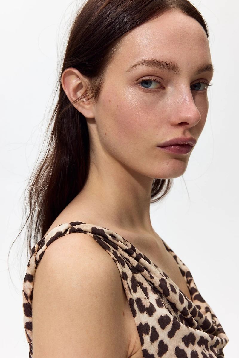 Cowl-Neck Jersey Dress