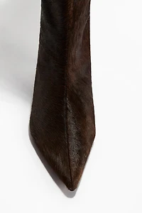 Kitten-Heeled Leather Boots