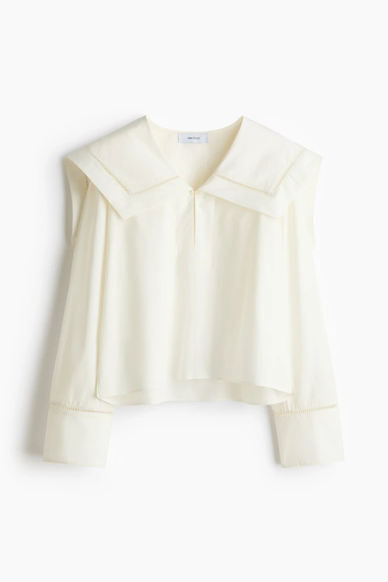 Poplin Blouse with Sailor Collar