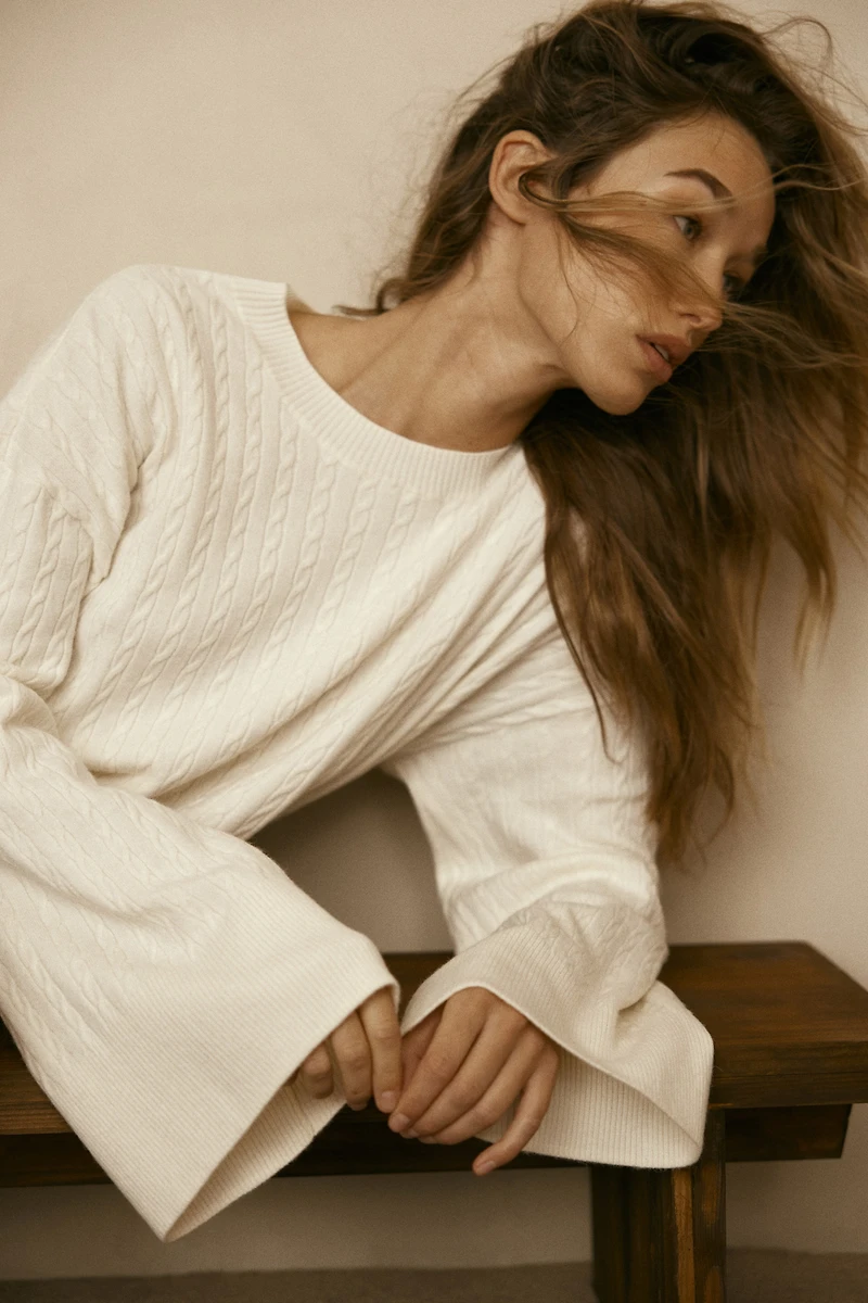 Robe en tricot torsadé