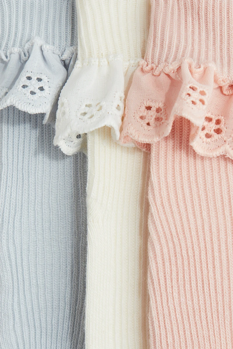 3-pack Socks with Overlocked Foldover Cuffs
