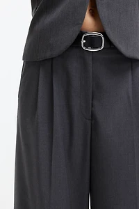 Wide-Leg Twill Pants