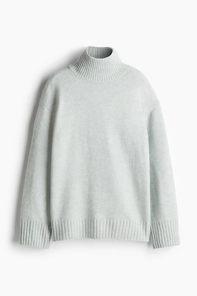 Fine-Knit Mock Turtleneck Sweater