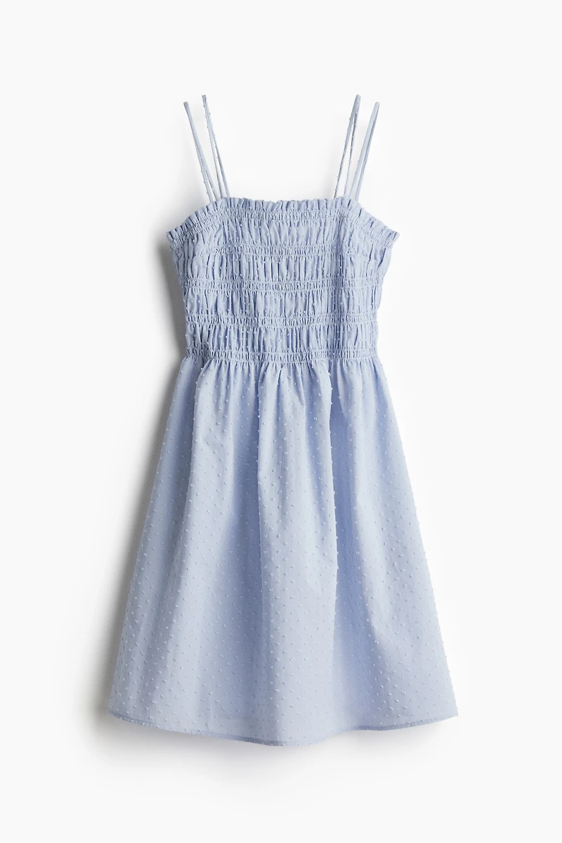 Smocked-Bodice Cotton Dress