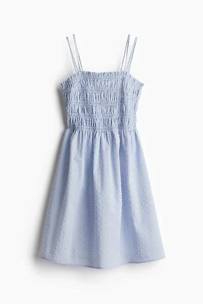 Smocked-Bodice Cotton Dress