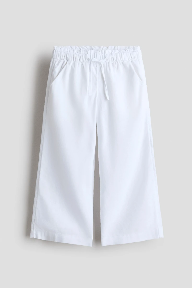 Linen-Blend Drawstring Pants