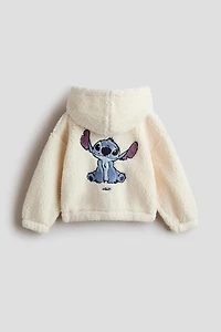 Appliquéd Hooded Teddy Fleece Jacket