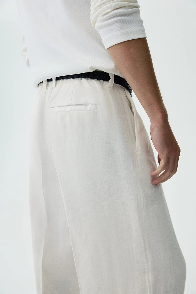 Pantalon large ample en lin