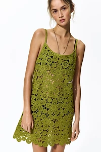 Crochet-Look Mini Dress