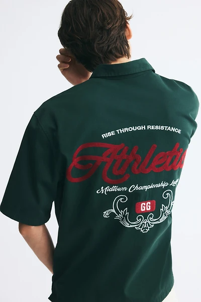Relaxed-Fit Embroidered-Motif Cotton Shirt