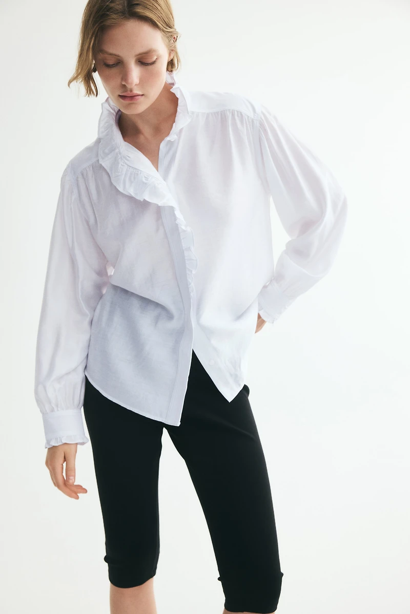 Ruffled Button-Front Blouse