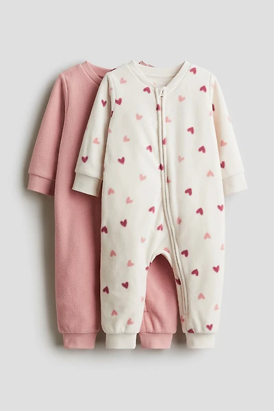 Lot de 2 pyjamas à glissière en molleton